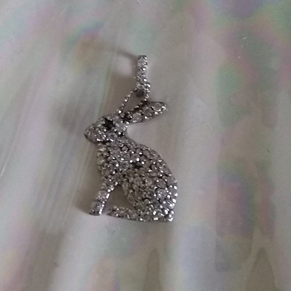 Sterling silver Rabbit Charm Pave CZ Sitting Bunny Pendant